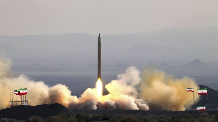 Test iránskej rakety Kiam-1 (povstanie).