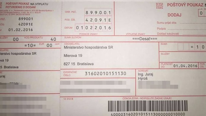 Desaťeurová vratka za plyn