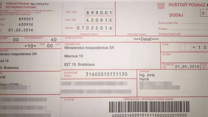 Desaťeurová vratka za plyn