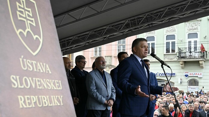 Robert Fico na proteste v Košiciach
