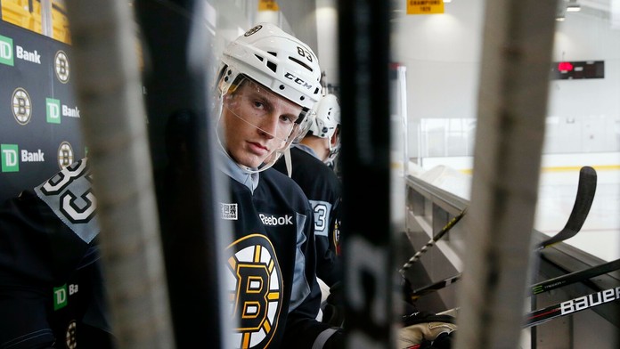 Peter Cehlárik počas predsezónnneho kempu Bostonu Bruins.