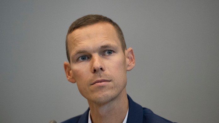 Na snímke olympijský šampión v chôdzi na 50 km Matej Tóth počas brífingu po zasadnutí Disciplinárnej komisie SAZ.