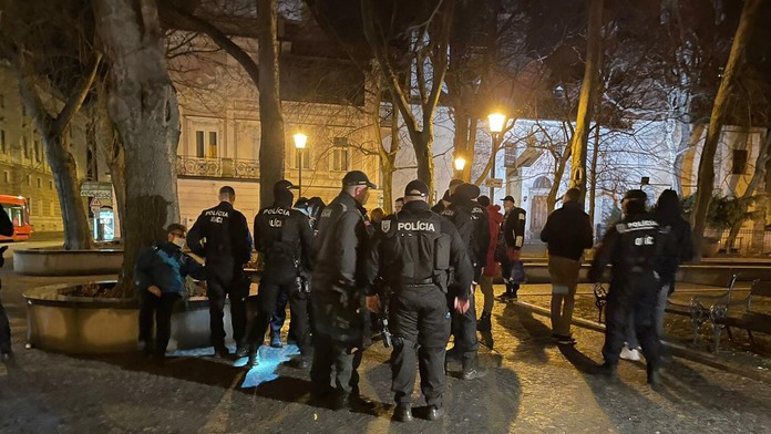 Zásah polície v centre Bratislavy.