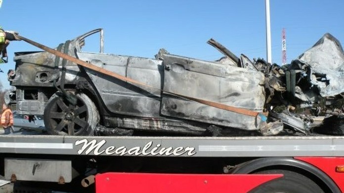 Vrak auta po nehode v belgicko Zonhovene