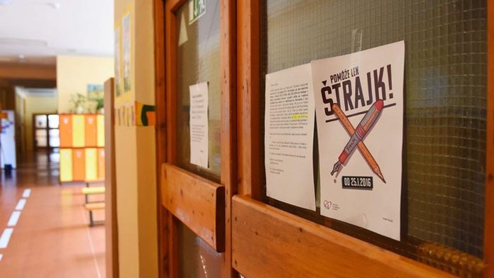 Snímka zo štrajku učiteľov, ktorý prebehol začiatkom tohto roka 