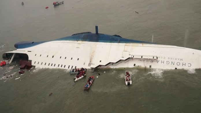 Vyzdvihnutie trajektu Sewol.