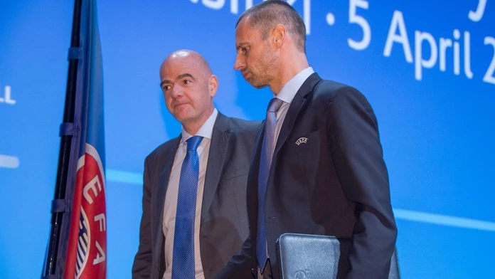 Prezident FIFA Gianni Infantino a prezident UEFA Alexander Čeferin.