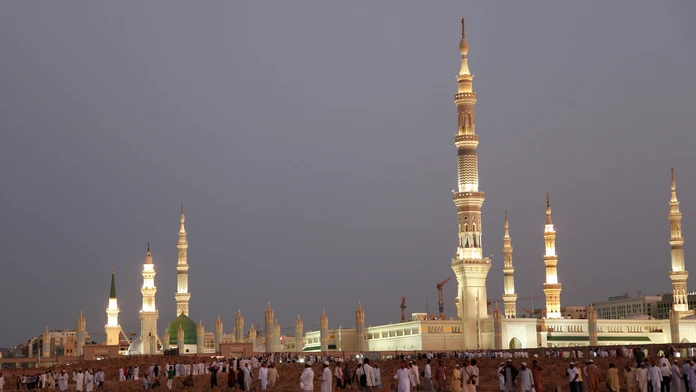 Pohľad na takzvanú Prorokovu mešitu v saudskoarabskej Medine.