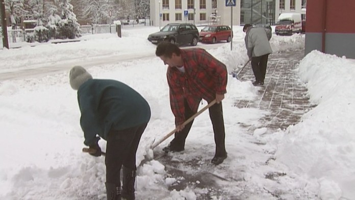 Odpratávanie snehu.