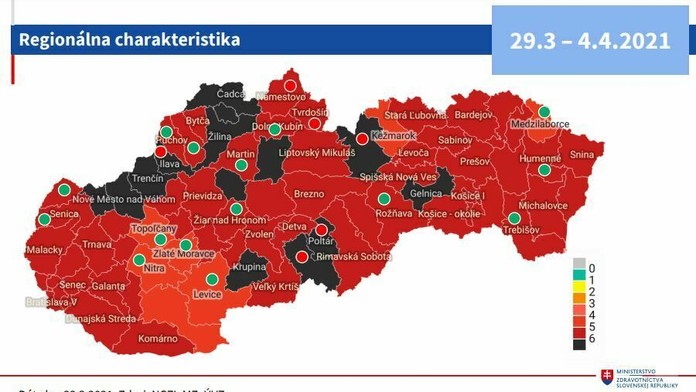 Rozdelenie okresov od 29. marca.
