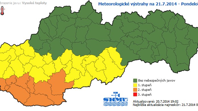 Výstraha SHMÚ pred búrkami a vysokými teplotami