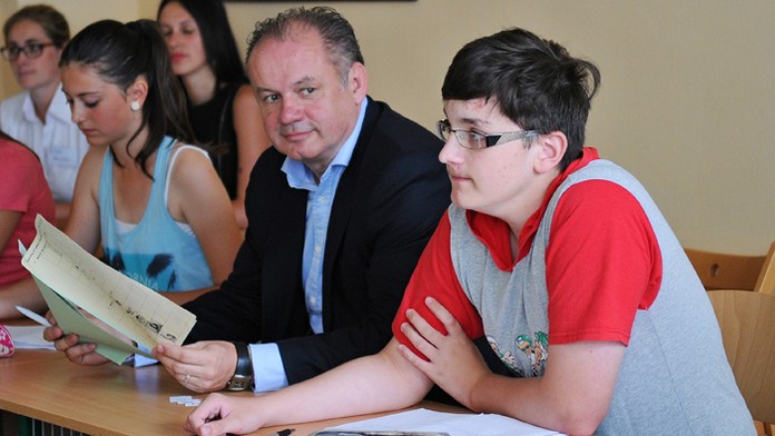 Prezident Andrej Kiska na návšteve v Spojenej škole v Poprade.