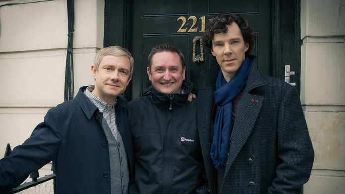 Robert Viglasky s hlavnými predstaviteľmi seriálu Sherlock - Martinom Freemanom a Benedictom Cumberbatchom.
