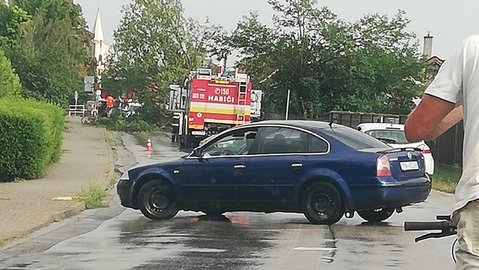 Hasiči odstraňovali v Leopoldove spadnutý strom na cestu.