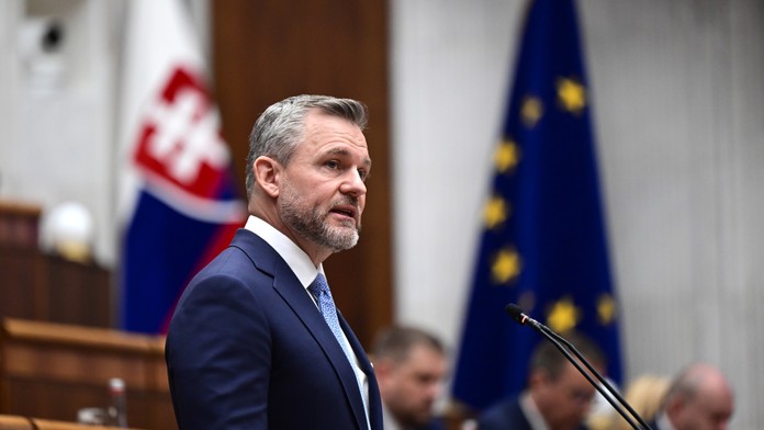 Prezident SR Peter Pellegrini vystupuje so správou o stave Slovenskej republiky pred poslancami.