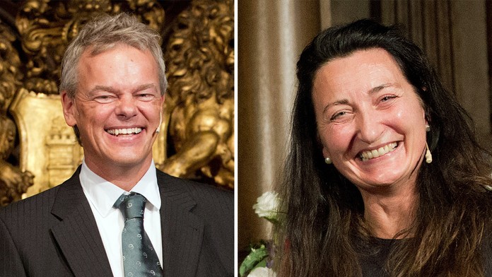 May-Britt a Edvard Moserovci po získaní Nobelovej ceny 2014.