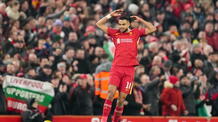 Cody Gakpo oslavuje po tom, ako strelil úvodný gól