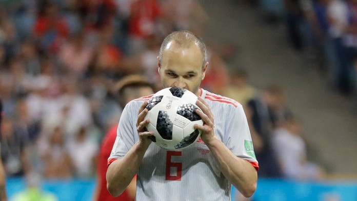 Španiel Andrés Iniesta v zápase MS 2018 proti Portugalsku.