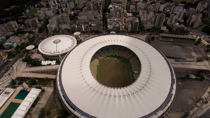 Na snímke letecký pohľad na futbalový štadión Maracana v brazílskom Riu de Janeiro.