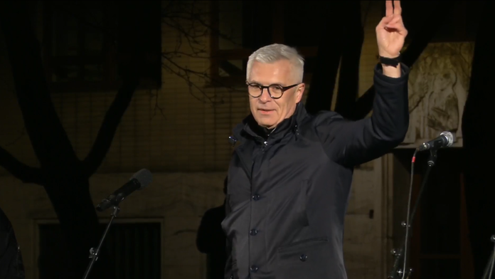 Ivan Korčok počas zhromaždenia na Námestí slobody v Bratislave