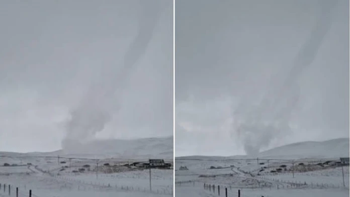 VIDEO: Britskému farmárovi sa podarilo zachytiť vzácny úkaz. Snežný diabol zmizol tak rýchlo, ako sa objavil