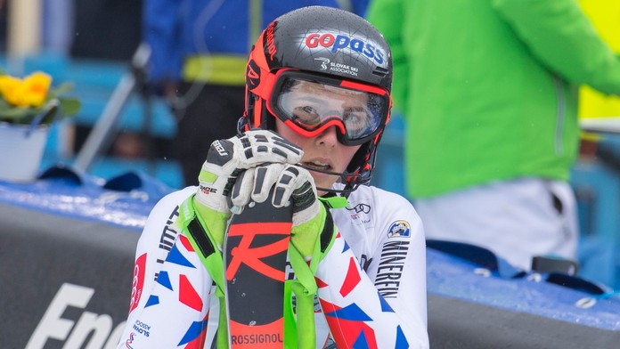 Petra Vlhová v cieli 2. kola slalomu žien Svetového pohára v alpskom lyžovaní žien v nemeckom Ofterschwangu.