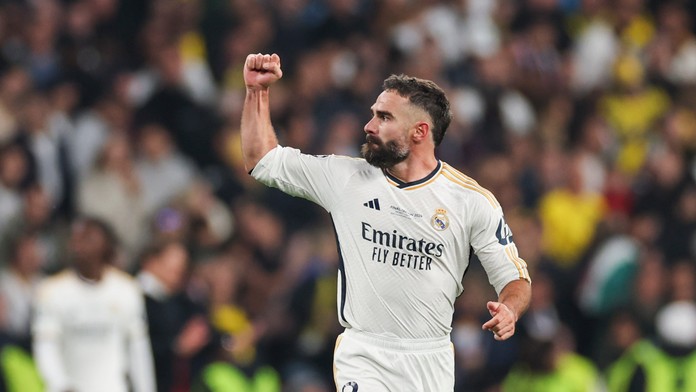Futbalista Realu Madrid Dani Carvajal sa teší po strelení úvodného gólu.