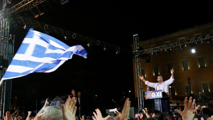 Grécky premiér Alexis Tsipras počas prejavu