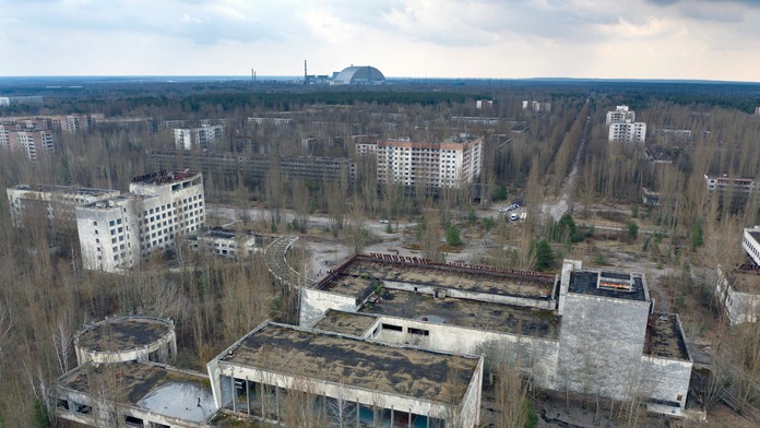 Vyľudnené mesto Pripjať pri černobyľskej atómovej elektrárni