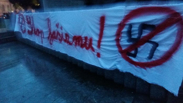 Pochod proti Kotlebovi v Bratislave.