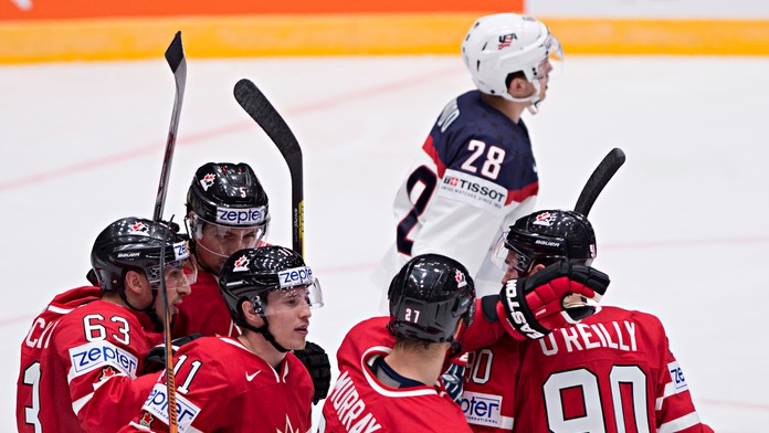 Gólová radosť Kanaďanov v dueli MS v Rusku proti USA.