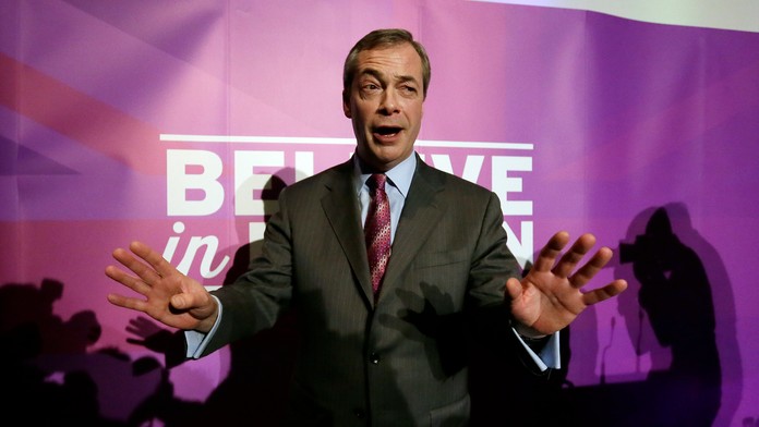 Líder britskej euroskeptickej Strany nezávislosti Spojeného kráľovstva (UKIP) Nigel Farage