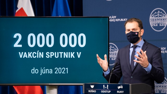 Igor Matovič na tlačovej konferencie ohľadom Sputnik V (február 2021)