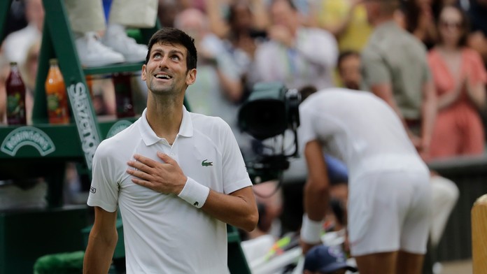 Novak Djokovič po postupe do finále Wimbledonu.