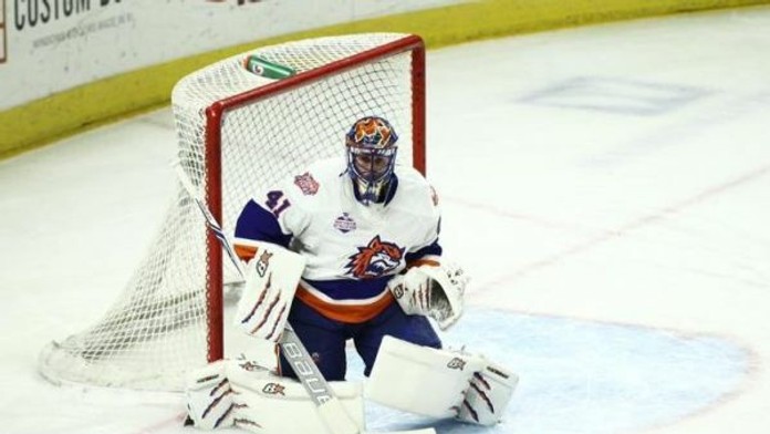 Jaroslav Halák v drese Bridgeport Sound Tigers.