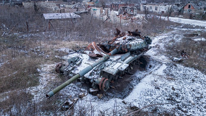 Zničený ruský tank.