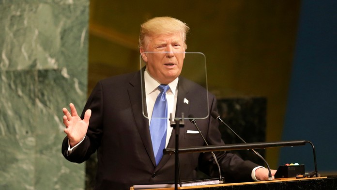 Americký prezident Donald Trump reční počas 72. zasadnutia Valného zhromaždenia OSN.