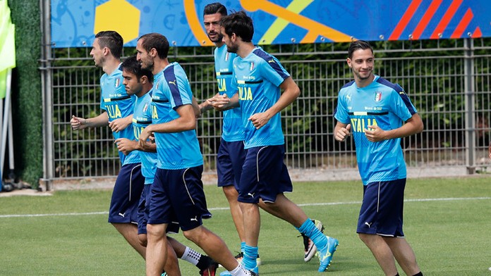 Tréning talianskych futbalistov na ME.