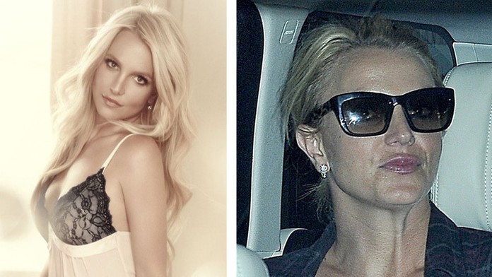 Britney Spears s retušou a bez