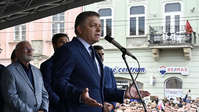 Robert Fico na proteste v Košiciach 