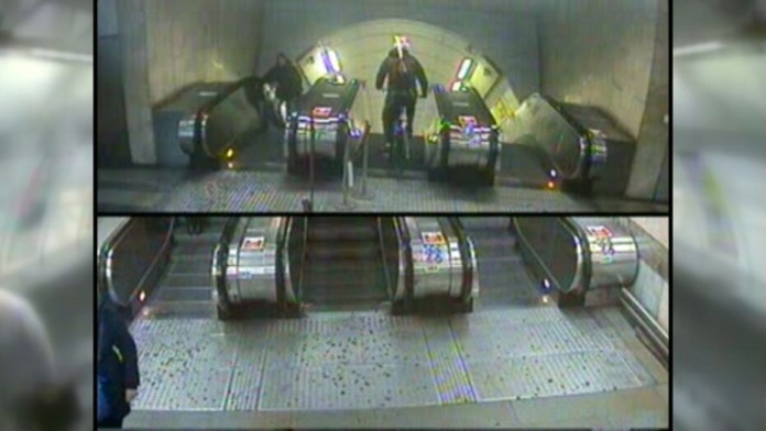 Cyklista na eskalátoroch