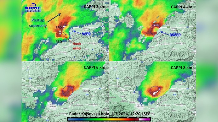 Neďaleko Levoče sa sformovala prvá supercela so zreteľným hákovitým echom
