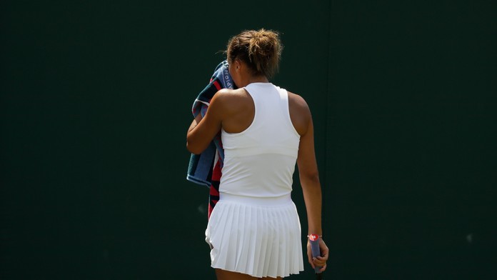 Americká tenistka Madison Keysová počas duelu 3. kola Wimbledonu.
