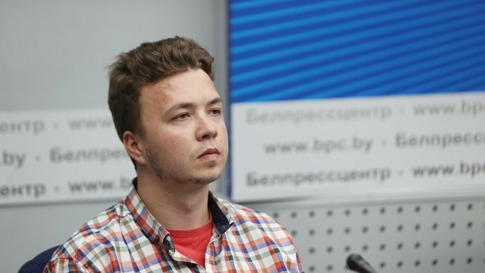 Roman Pratasevič na tlačovej konferencii