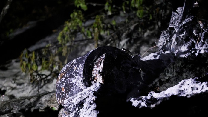 Úlomky z ruského zostreleného dronu na Ukrajine.