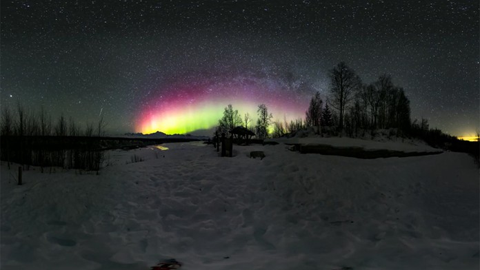 Polárna žiara na Aljaške.