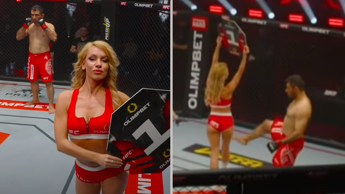 VIDEO: Iránsky bojovník v Rusku kopol do zadku ringové dievča. Vzápätí svoj čin prudko oľutoval