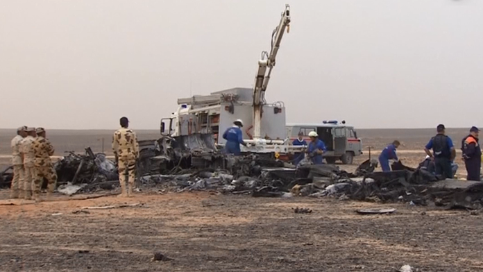 Trosky ruského lietadla v Egypte