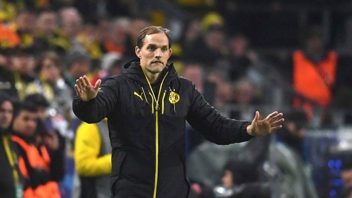 Kouč Dortmundu Thomas Tuchel počas štvrťfinále LM proti Monacu.