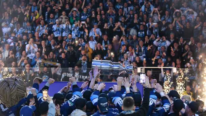 Hokejisti Nitry po zisku titulu v minulej sezóne